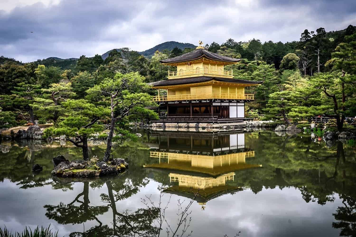 Golden Pavilion Reflection in the pond at Kinkakuji Temple